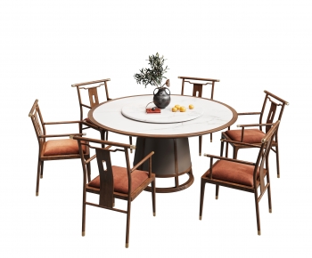 新中式圆形餐桌椅-ID:280292032