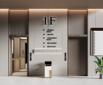 Modern Office Elevator Hall-ID:128911029