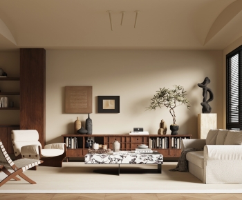 Modern Wabi-sabi Style A Living Room-ID:291542057