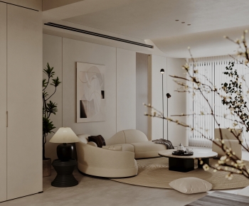 Modern Wabi-sabi Style A Living Room-ID:555710084