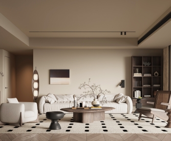 Modern Wabi-sabi Style A Living Room-ID:861182936