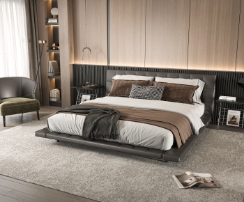 Modern Double Bed-ID:736820943