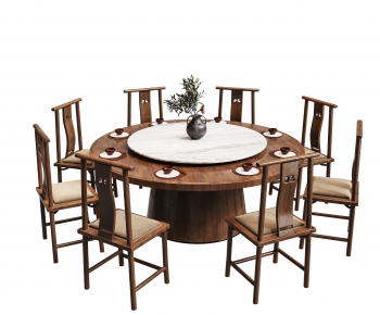 新中式圆形餐桌椅组合-ID:789809949