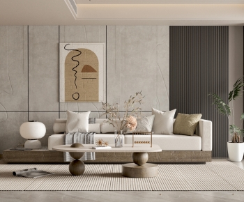Modern Wabi-sabi Style A Living Room-ID:741639174