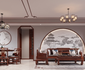 New Chinese Style A Living Room-ID:312963962