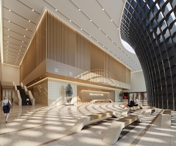 现代图书馆 艺术文化馆大厅3D模型
