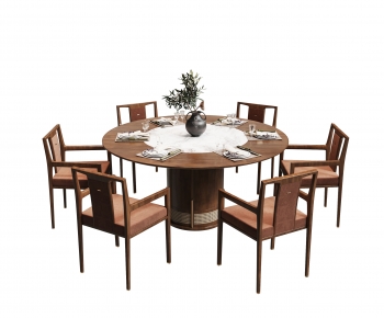 新中式圆形餐桌椅组合-ID:824737076