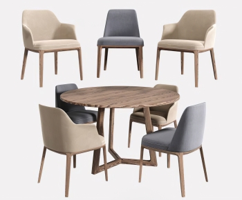 现代实木圆形餐桌椅组合-ID:527611974