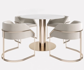 现代金属圆形餐桌椅组合-ID:972795018