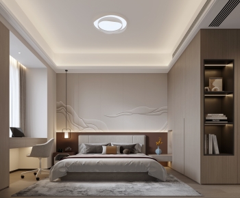 Modern New Chinese Style Bedroom-ID:643955952