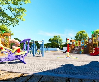 现代儿童游乐活动区3D模型