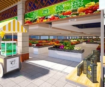 现代农贸菜市场3D模型