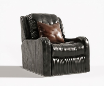 现代黑色皮革单人沙发-ID:162935024