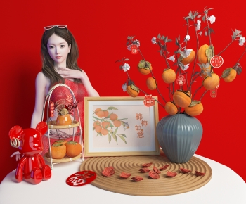 新中式新年装饰花瓶柿子手办美陈-ID:824011093