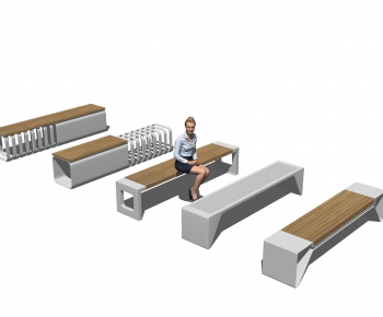 现代不锈钢景观条形座凳-ID:544142013