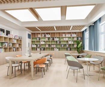 现代图书馆 阅览室3D模型