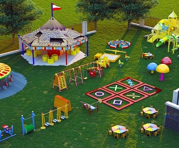 现代儿童游乐区3D模型