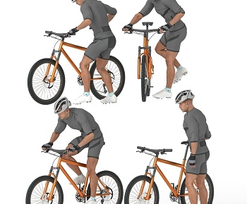 现代骑自行车男人3D模型