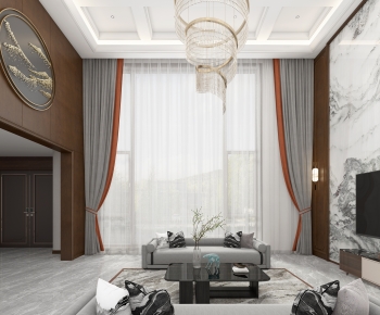 New Chinese Style A Living Room-ID:448045025