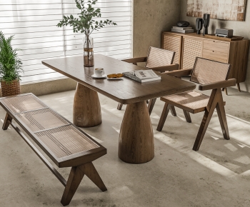 Wabi-sabi Style Dining Table And Chairs-ID:980469943