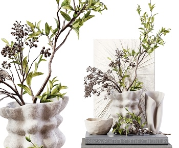 现代桌面绿植盆栽3D模型