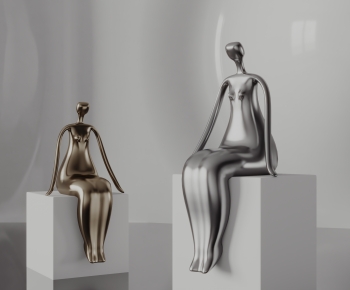 现代抽象坐姿人物雕塑摆件-ID:957380063