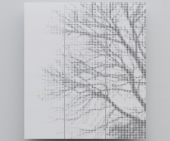 现代树影穿孔板镂空背景墙-ID:114800965