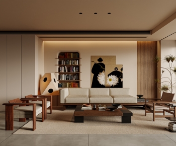 Wabi-sabi Style A Living Room-ID:516674049
