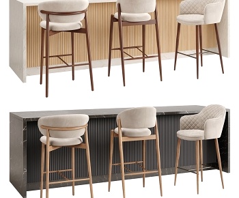 现代吧台吧椅组合3D模型