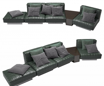 现代皮革绿色弧形沙发-ID:668079947