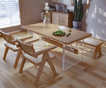 Japanese Style Dining Table And Chairs-ID:324531089