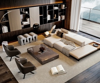 Minotti 米洛提 现代沙发茶几组合3D模型