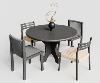 Wabi-sabi Style Retro Style Dining Table And Chairs-ID:682643897