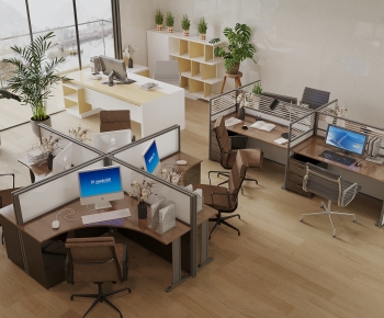 Modern Office Desk And Chair-ID:258397103