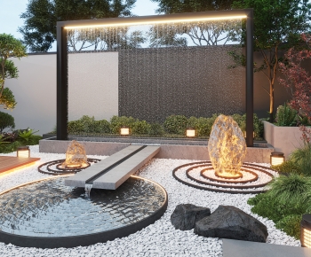现代庭院叠水喷泉景观-ID:491009958