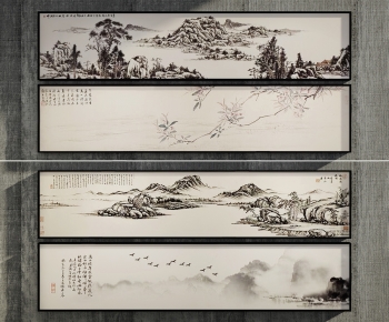 新中式横幅山水装饰挂画-ID:203896058