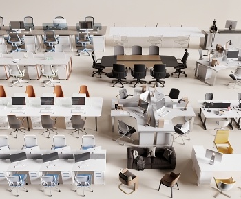 现代办公桌椅 会议桌椅3D模型