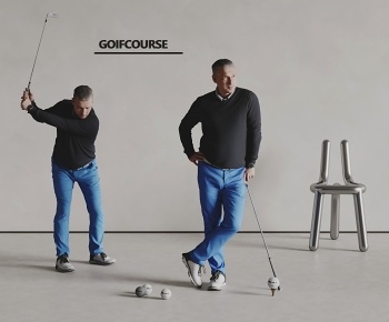 现代打高尔夫球男人3D模型