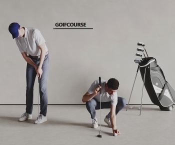 现代打高尔夫球男人3D模型