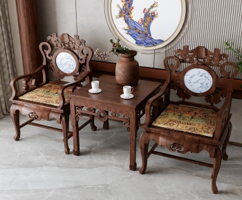 中式雕花休闲桌椅组合-ID:594800001