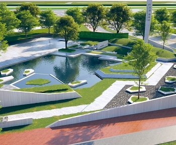 现代公园景观地形3D模型