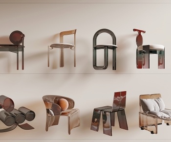 现代亚克力单椅组合3D模型