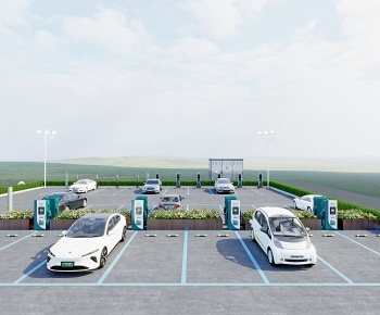 现代新能源充电站 停车场3D模型