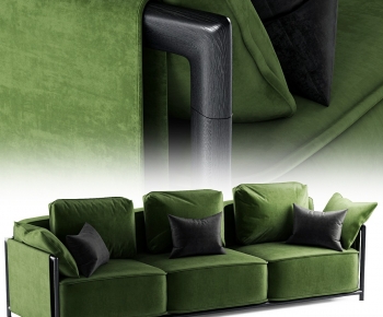 现代绿色三人沙发-ID:617918017