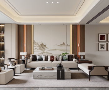 New Chinese Style A Living Room-ID:608063941