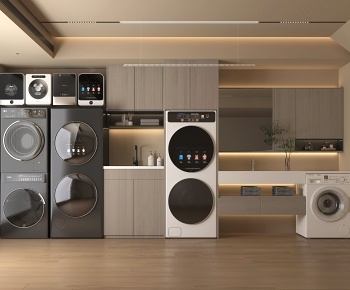 现代洗衣机柜 洗衣机3D模型
