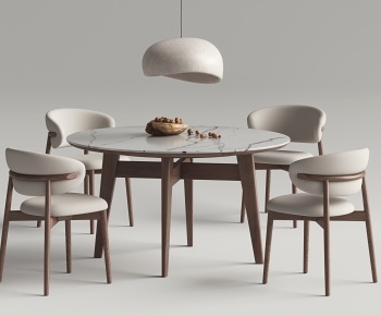 现代圆形餐桌椅组合3D模型