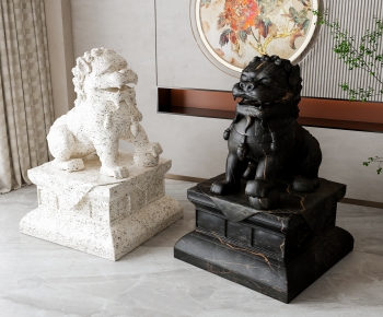 新中式石狮子雕塑摆件-ID:206726073