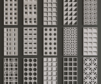 Wabi-sabi Style Cement Brick Screen Partition-ID:220635896