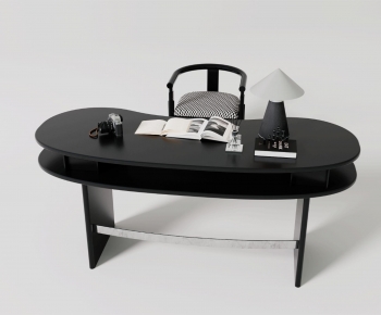 现代黑色弧形书桌椅-ID:119749072
